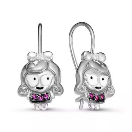 Серьги с фианитом из серебра