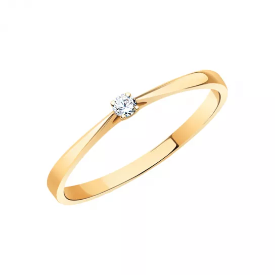 Кольцо с фианитом из золота