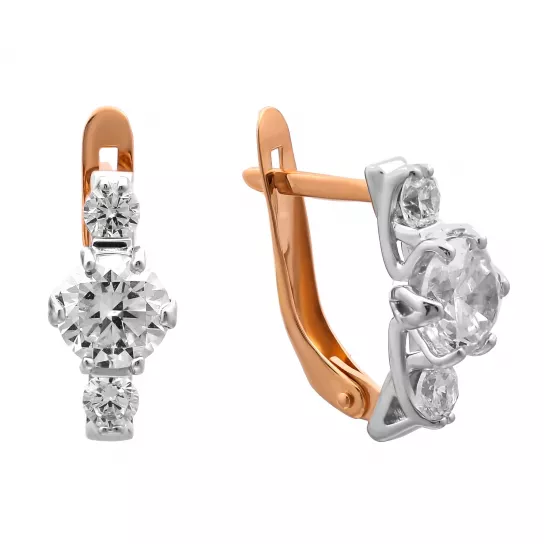 Серьги с фианитом из золота