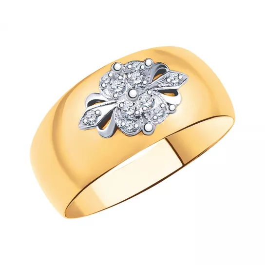 Кольцо с фианитом из золота