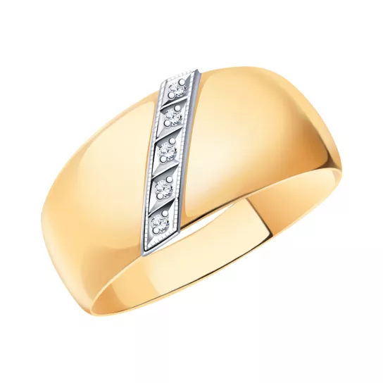 Кольцо с фианитом из золота