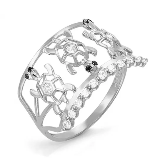 Кольцо с фианитом из серебра