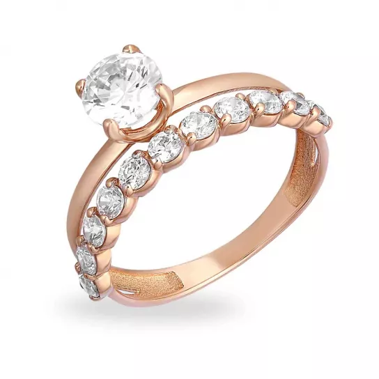 Кольцо с фианитом из золота