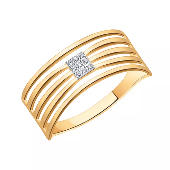 Кольцо с фианитом из золота