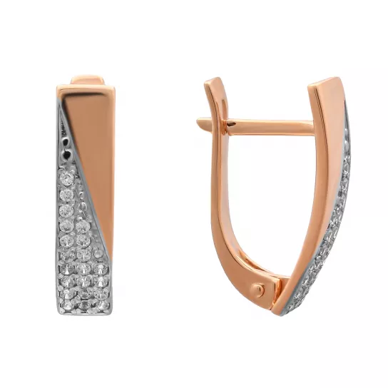 Серьги с фианитом из золота