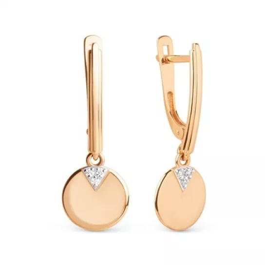 Серьги с фианитом из золота