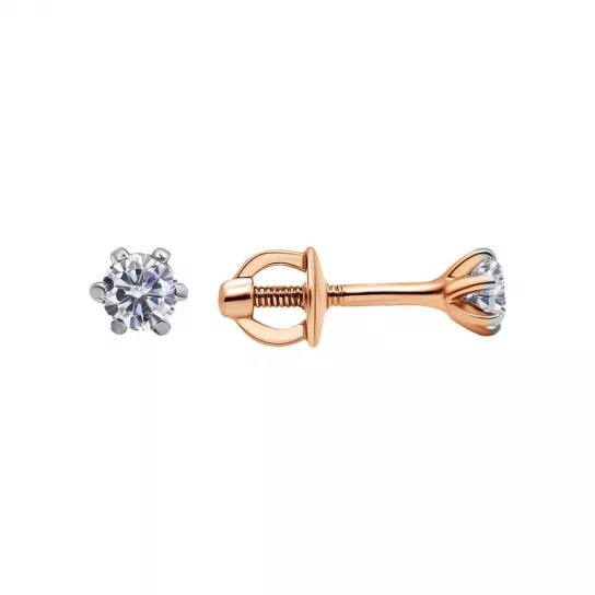 Пусеты с фианитом из золота