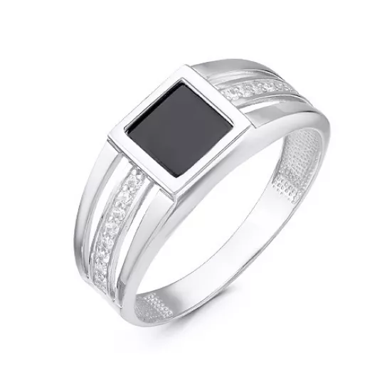 Кольцо-печатка с фианитом из серебра