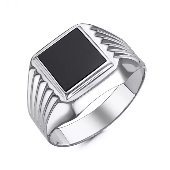 Кольцо-печатка с фианитом из серебра