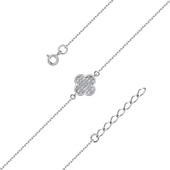 Браслет с фианитом из серебра