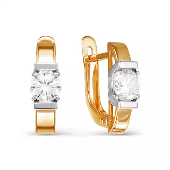 Серьги с фианитом из золота