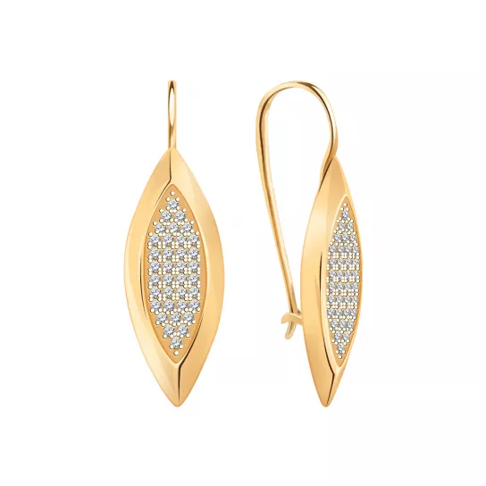 Серьги с фианитом из золота