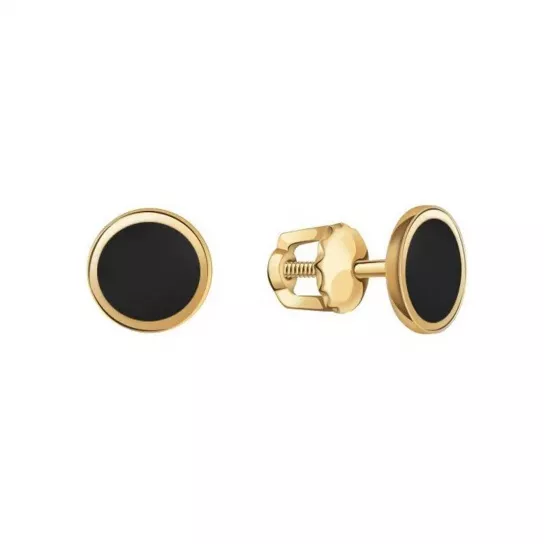 Пусеты с эмалью из золота