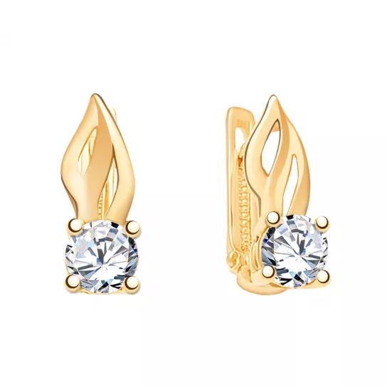 Серьги с фианитом из золота