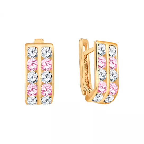 Серьги детские с фианитом из золота
