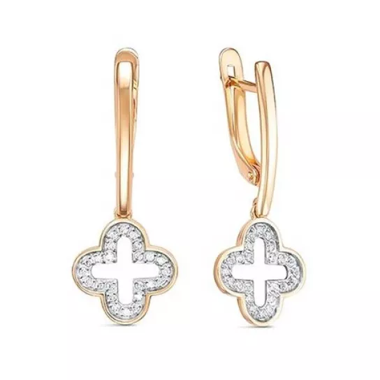 Серьги с фианитом из золота