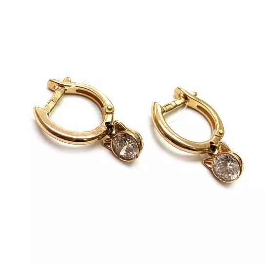 Серьги детские с фианитом из золота