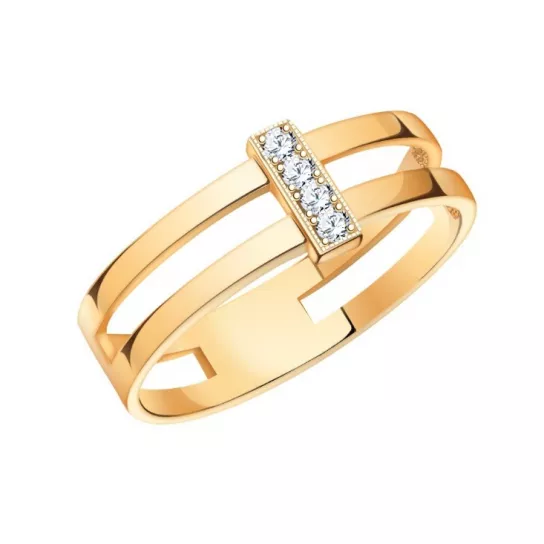 Кольцо с фианитом из золота