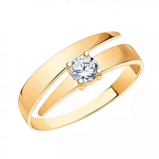 Кольцо с фианитом из золота