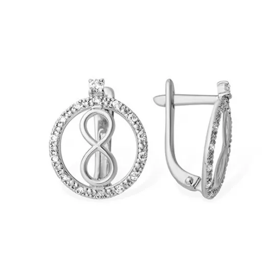 Серьги с фианитом из серебра