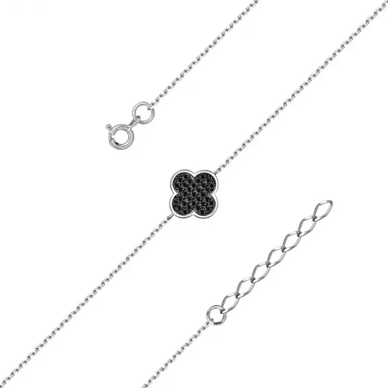 Браслет с фианитом из серебра