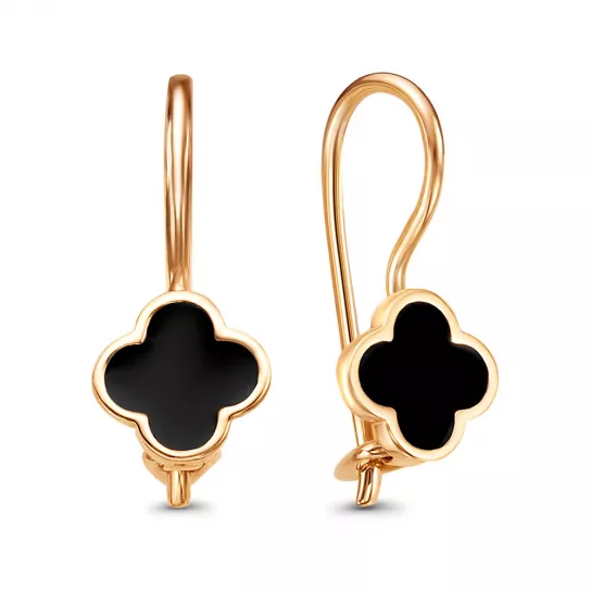 Серьги детские с эмалью из золота