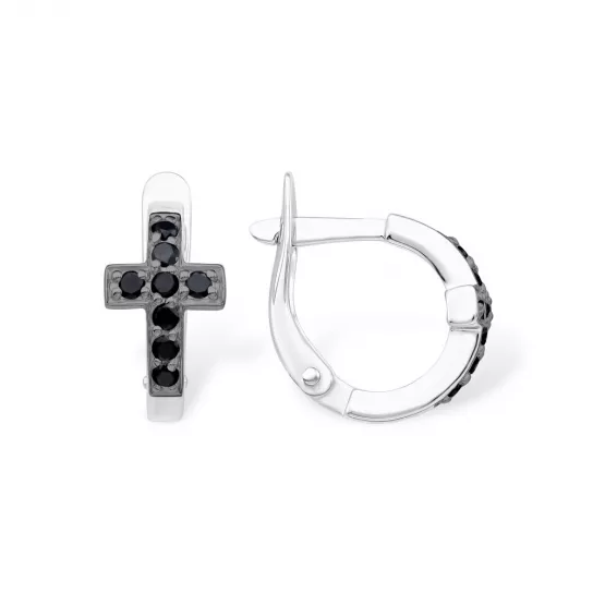 Серьги с фианитом из серебра