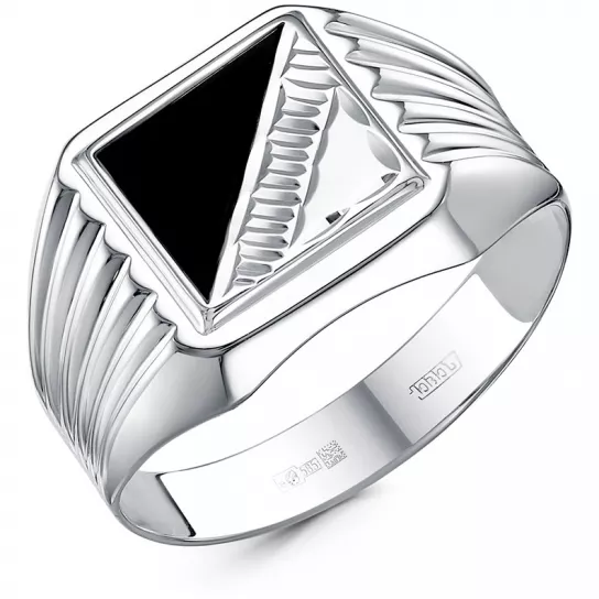 Кольцо-печатка с фианитом из серебра