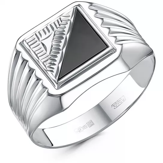 Кольцо-печатка с фианитом из серебра