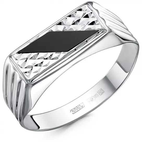 Кольцо-печатка с фианитом из серебра