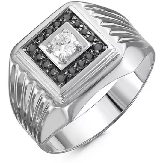 Кольцо-печатка с фианитом из серебра