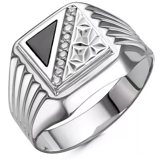 Кольцо-печатка с фианитом из серебра