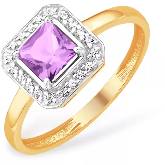 Кольцо с топазом и фианитом из золота