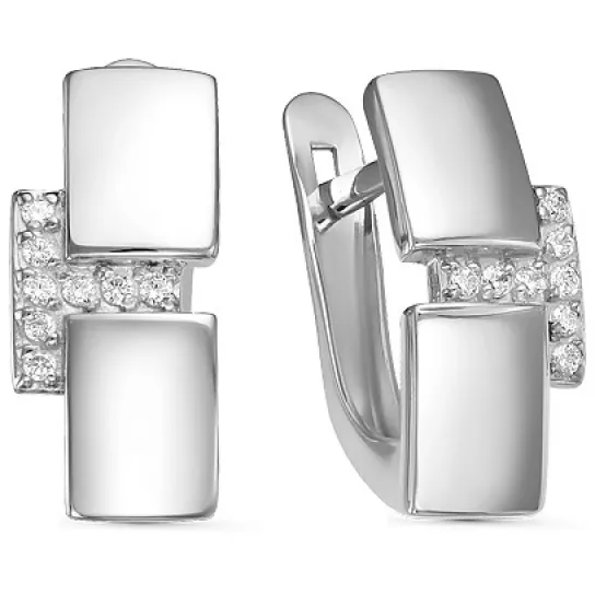 Серьги с фианитом из серебра