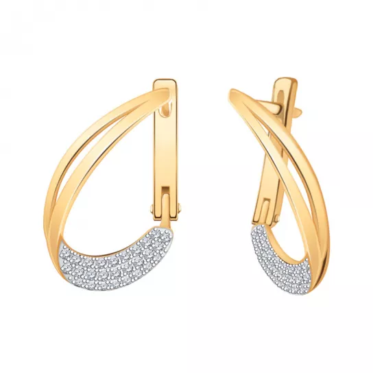 Серьги с фианитом из золота