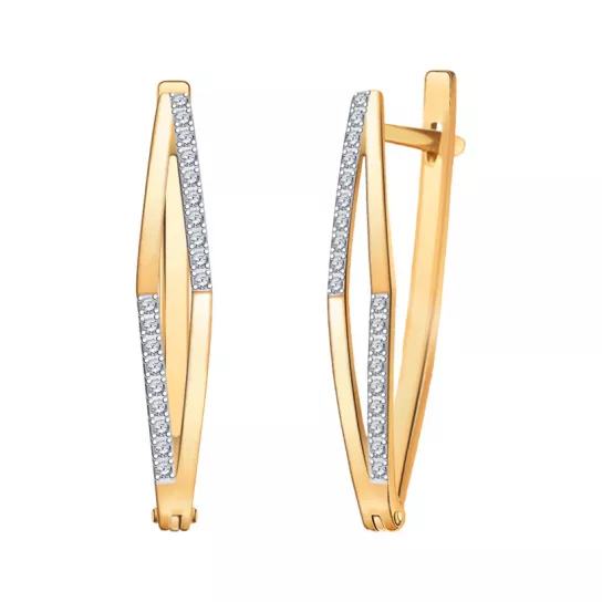 Серьги с фианитом из золота