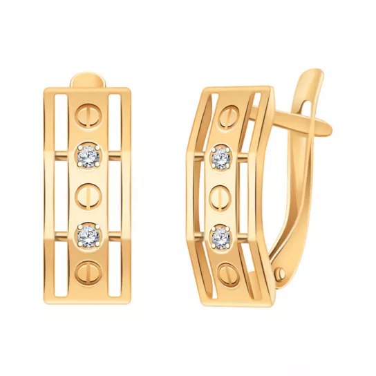 Серьги с фианитом из золота