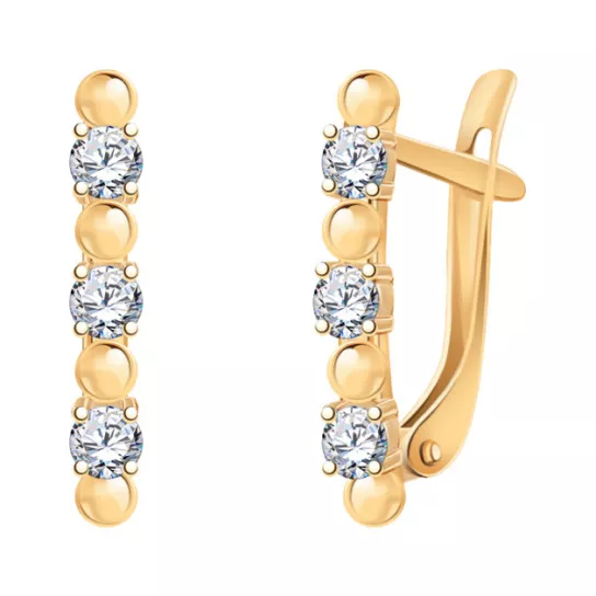 Серьги с фианитом из золота