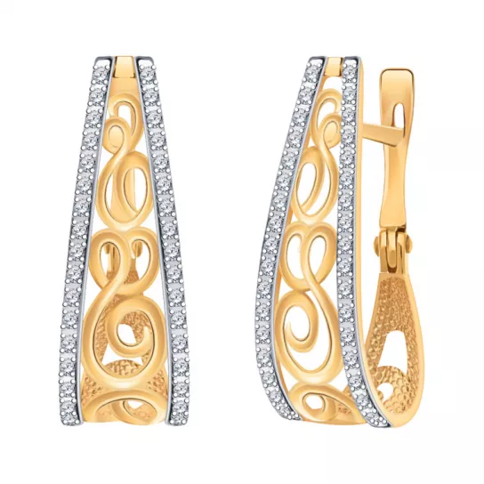 Серьги с фианитом из золота