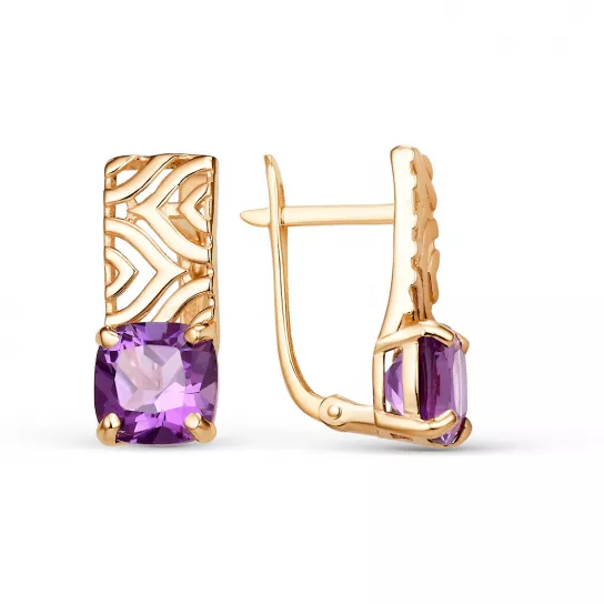 Серьги с аметистом из золота
