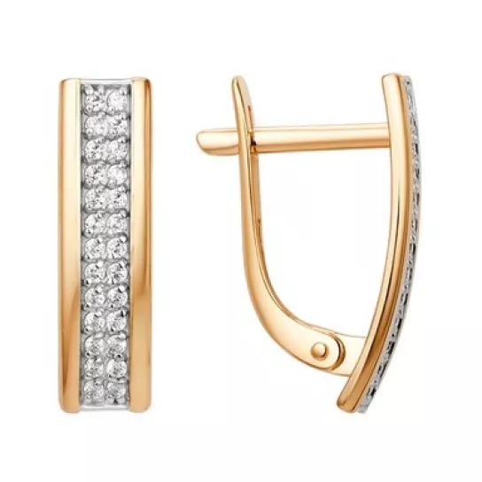 Серьги с фианитом из золота