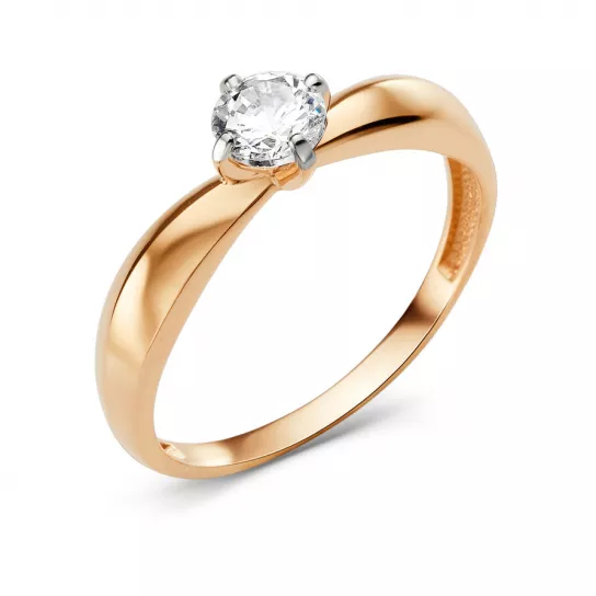 Кольцо с фианитом из золота