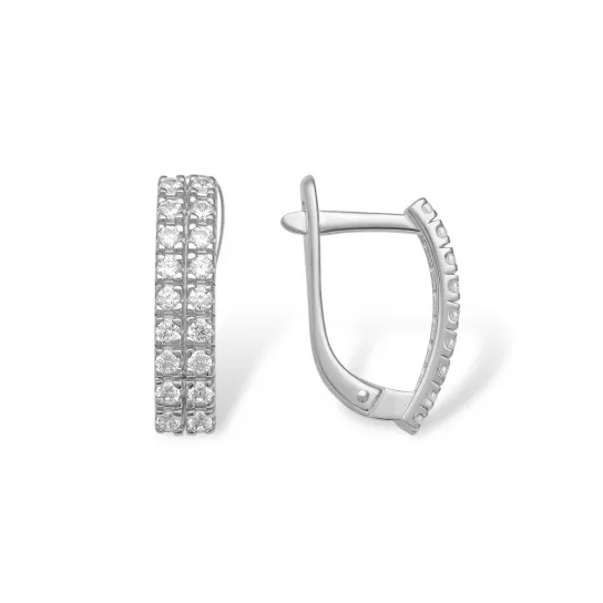 Серьги с фианитом из серебра