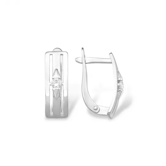 Серьги с фианитом из серебра