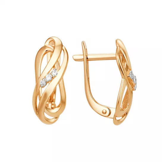 Серьги с фианитом из золота