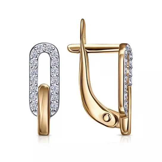 Серьги с фианитом из золота