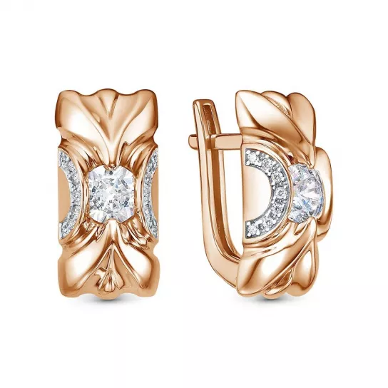 Серьги с фианитом из золота