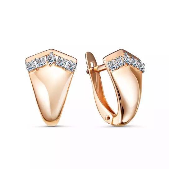 Серьги с фианитом из золота