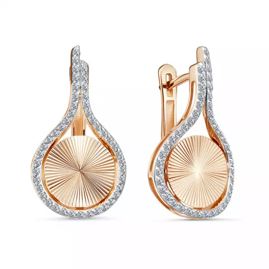 Серьги с фианитом из золота