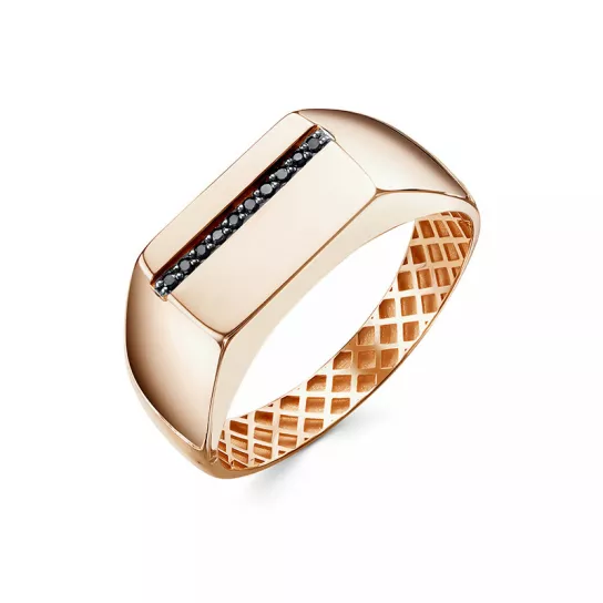 Кольцо-печатка с фианитом из золота